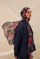 SUMMER ROSE PATTERN RAMI HIJAB DARK BLUE