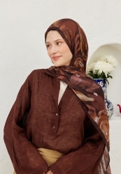 DARK GARDEN PATTERN RAMI HIJAB CINNAMON BARK