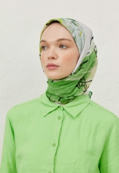 AMELIE PATTERN COTTON VOULE SCARF GREEN