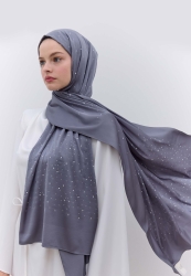 STRASS STONE SILKY SHAWL SMOKED