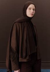 PREMIUM WOOL PLAIN HIJAB DARK BROWN