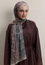 ADELLA PATTERNED SILK CREPE SHAWL ROSE