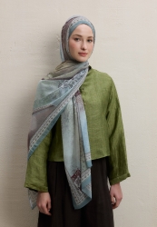 AMELIA PATTERN SILK CREPE SHAWL SAGE