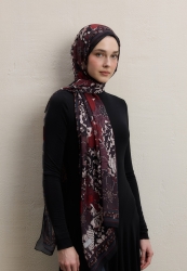 DAHLIA PATTERN SILK CREPE HIJAB BLACK