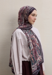 DARK BOHEMY PATTERN SILK CREPE HIJAB PLUM