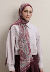 DARK BOHEMY PATTERN SILK CREPE HIJAB ROSEWOOD