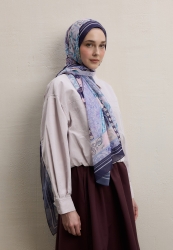 LILIES PATTERN SILK CREPE HIJAB LAVENDER